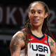Brittney Griner of Team United States looks on against Serbia during the second half of a Women’s Basketball Semifinals game on day fourteen of the Tokyo 2020 Olympic Games at Saitama Super Arena on August 06, 2021 in Saitama, Japan.